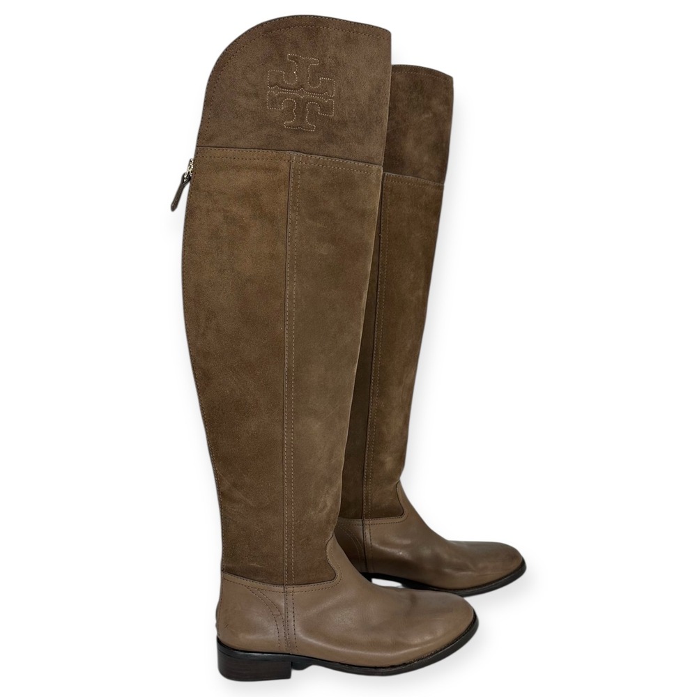 Tory Burch Simone EUC Brown Suede Leather Over the Knee Boots Women's Size 7M - Picture 1 of 10